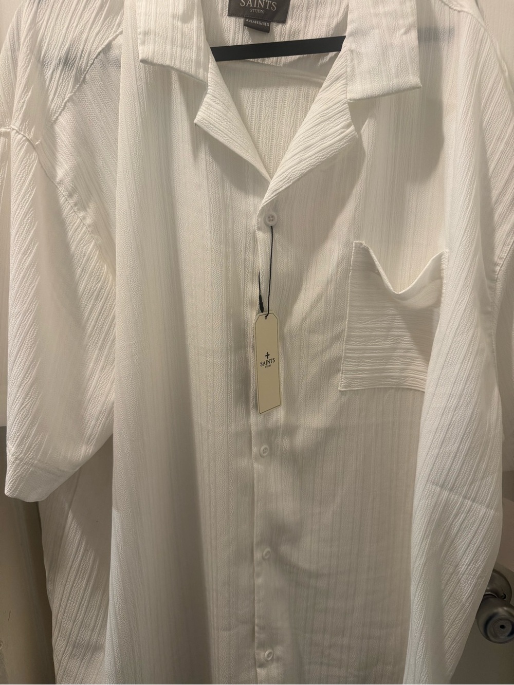 AllSaints White Textured Short-Sleeve Button-Down Shirt